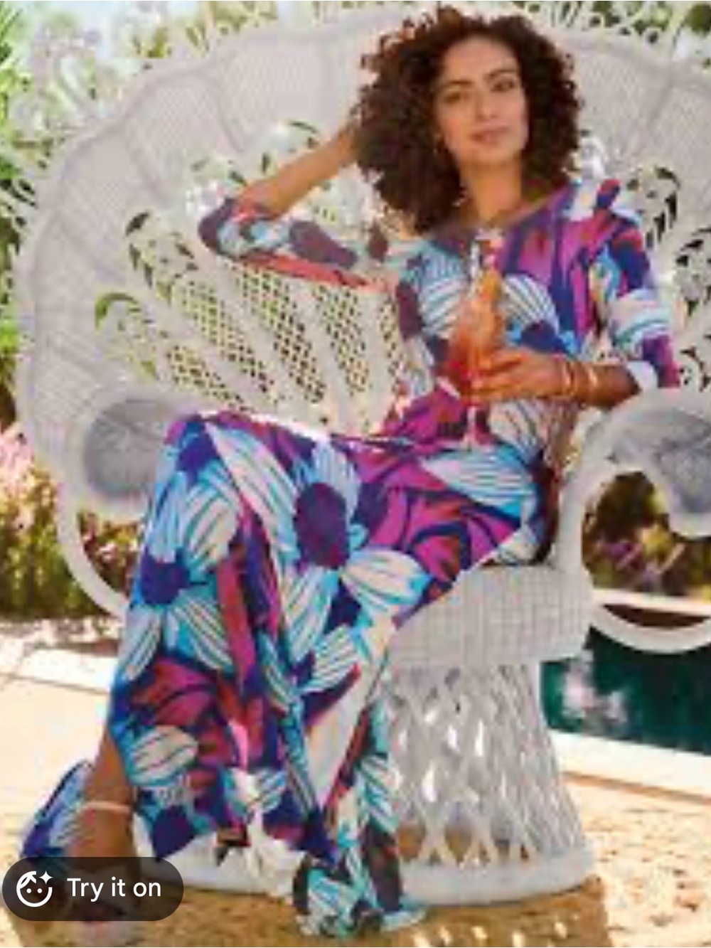 NWT $130 Soft Surroundings Serena Maxi Dress Nazarene Blue Multi Size Large - Picture 2 of 13